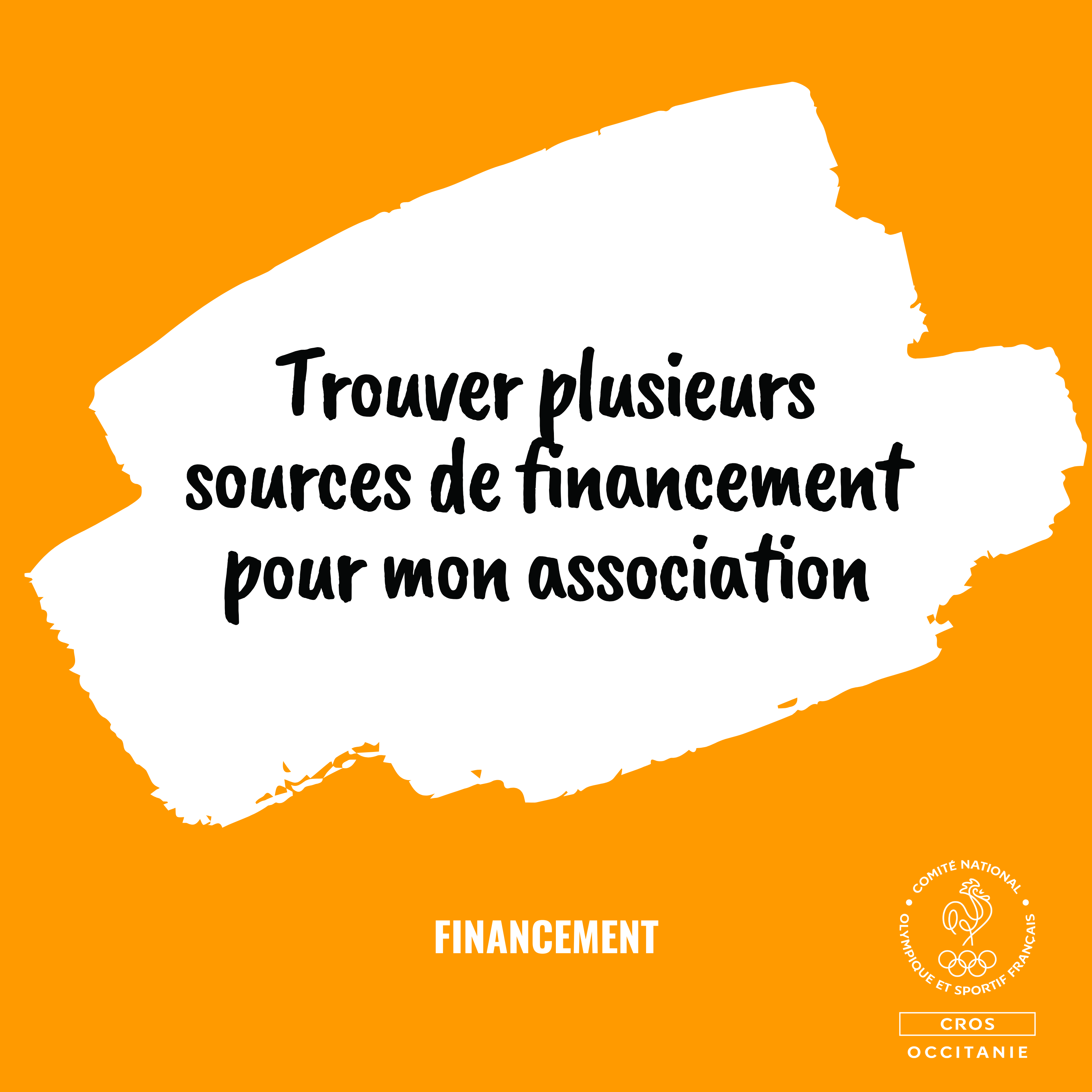 Visuel orange du CROS Occitanie présentant la formation « Trouver plusieurs sources de financement pour mon association », dans la thématique financement.